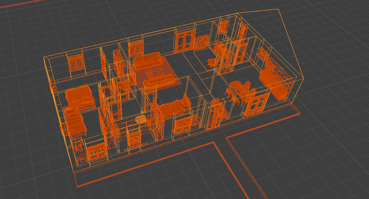 3D architectural reconstruction wireframe model